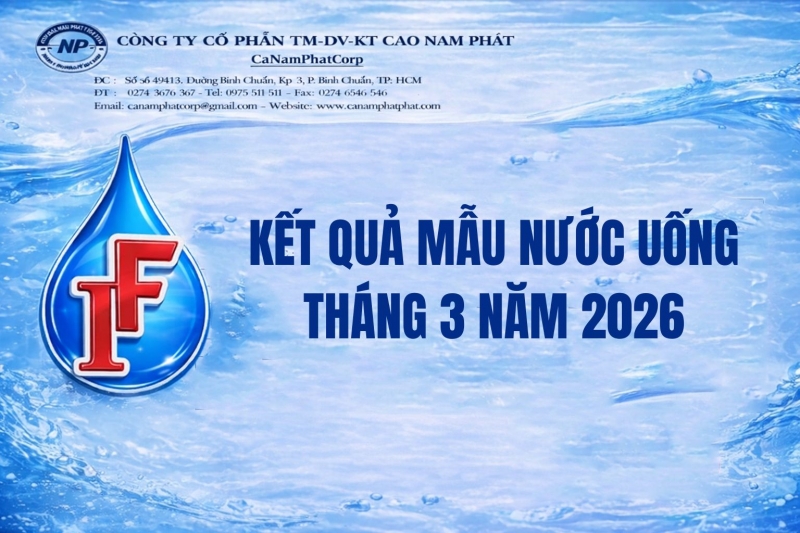 Kết quả mẫu nước uống tháng 3 năm 2026