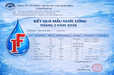 Kết quả mẫu nước uống tháng 2 năm 2026
