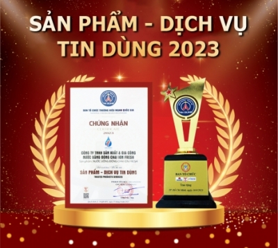 NƯỚC UỐNG ĐÓNG CHAI IONFRESH ĐẠT DANH HIỆU SẢN PHẨM - DỊCH VỤ TIN DÙNG 2023